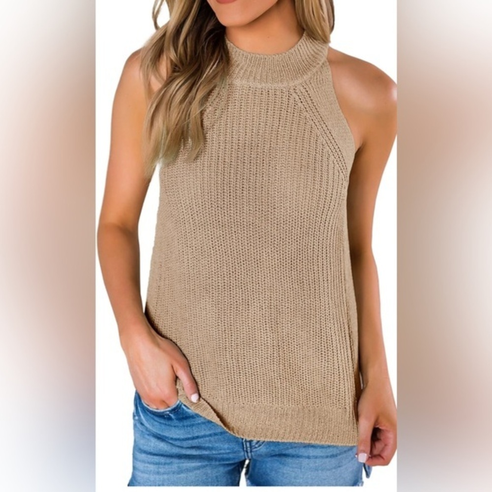 Women's Halter Tank Tops Sleeveless Racerback Summer Knit Basic Shirts Pull On S